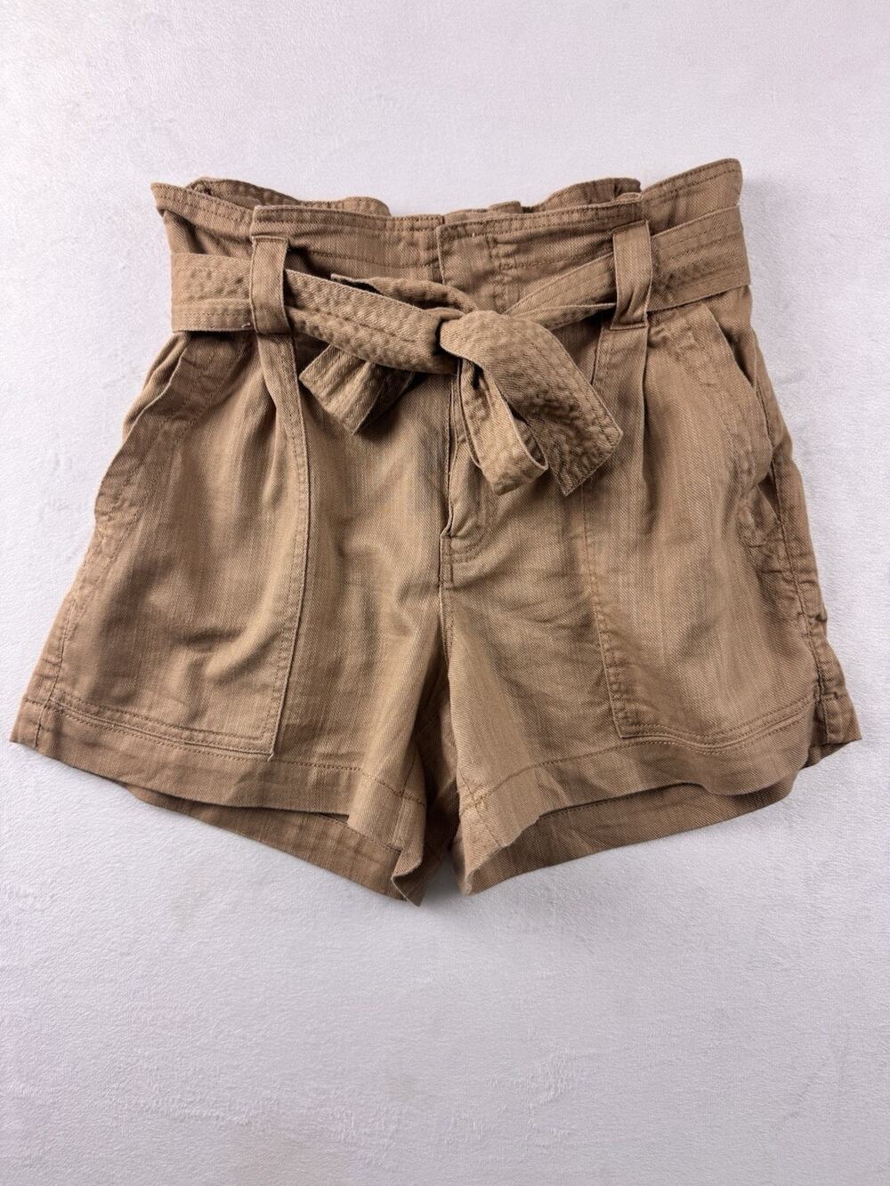 Vero Moda Tan Paperbag Waist Shorts High Rise Tie Belt Women’s Small